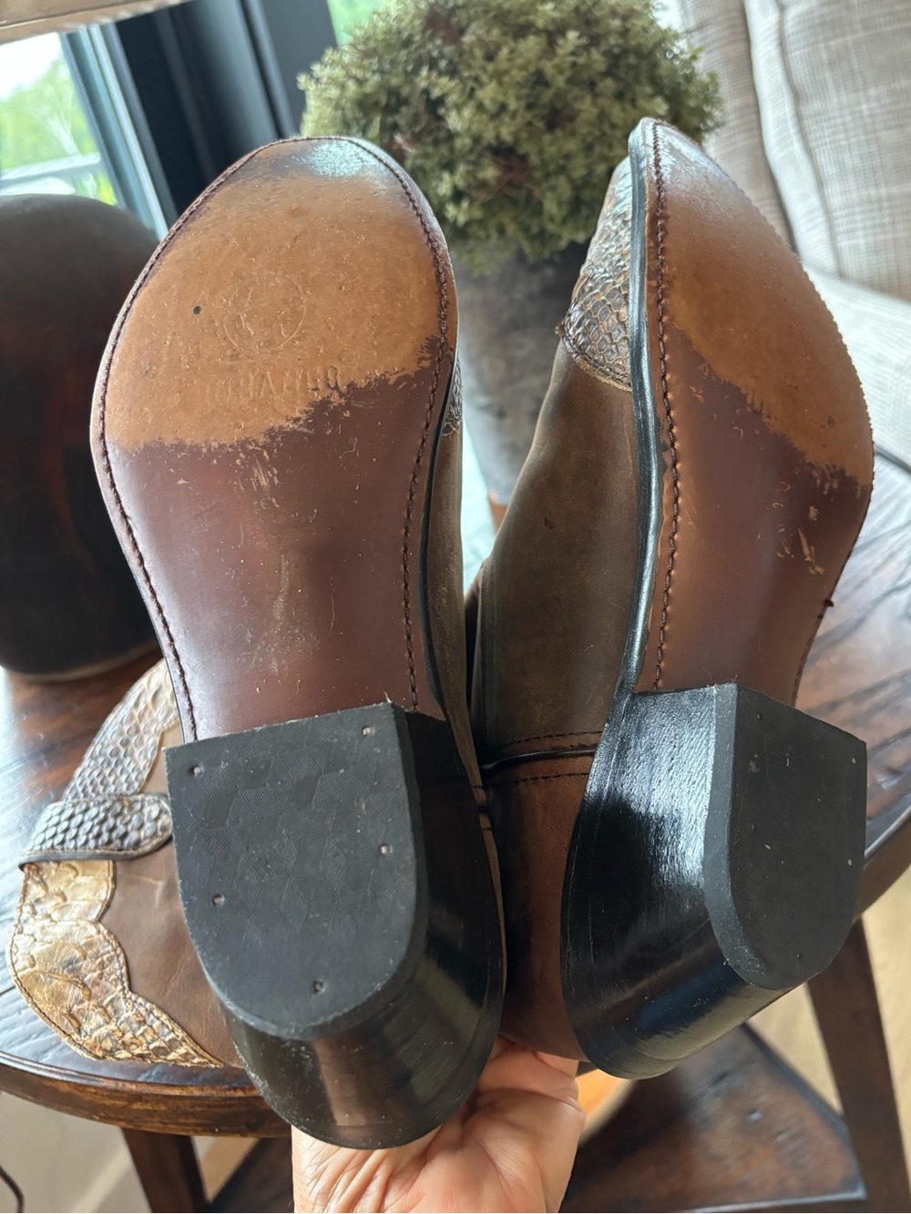 VTG DURANGO Western Leather Snakeskin Cowgirl Rodeo Boots, Two-Tone, 7 1/2 M - Picture 5 of 14